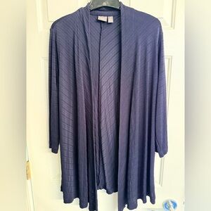 Chico’s Travelers Sz 3 (Large) Navy Blue Long Open Cardigan